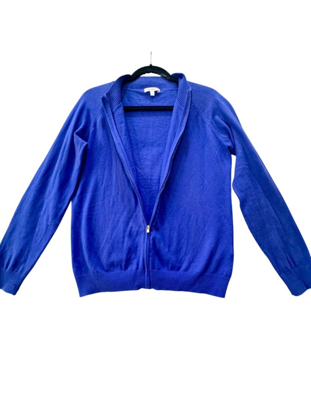 Peter Millar Women's L Cardigan Royal Blue Cotton & Cashmere Zip Summer Sweater - Picture 4 of 9